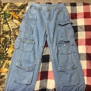 Men's Blue Cargo Jeans
